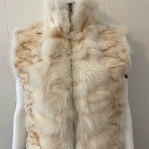 Vintage Ivory Mink Vest with Leather
